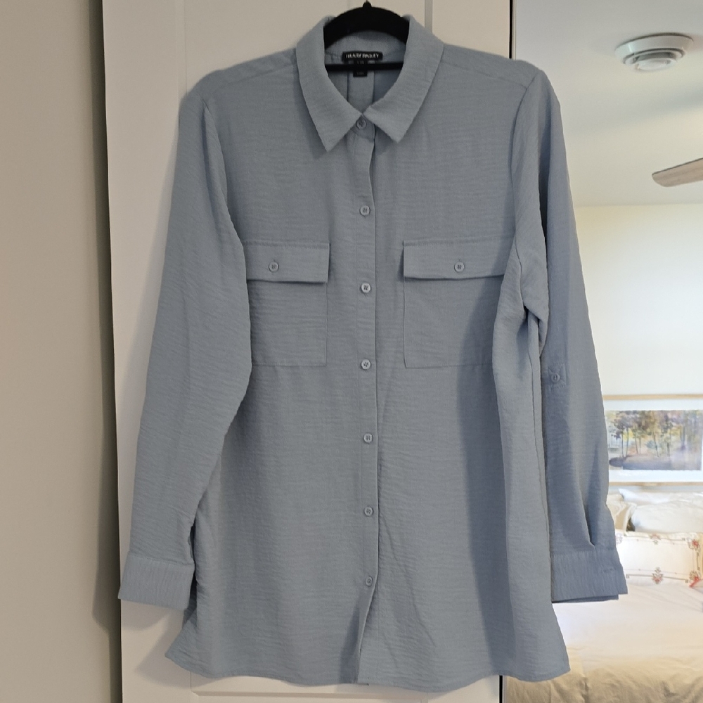 Hilary Radley Light Blue Button-Up Shirt L